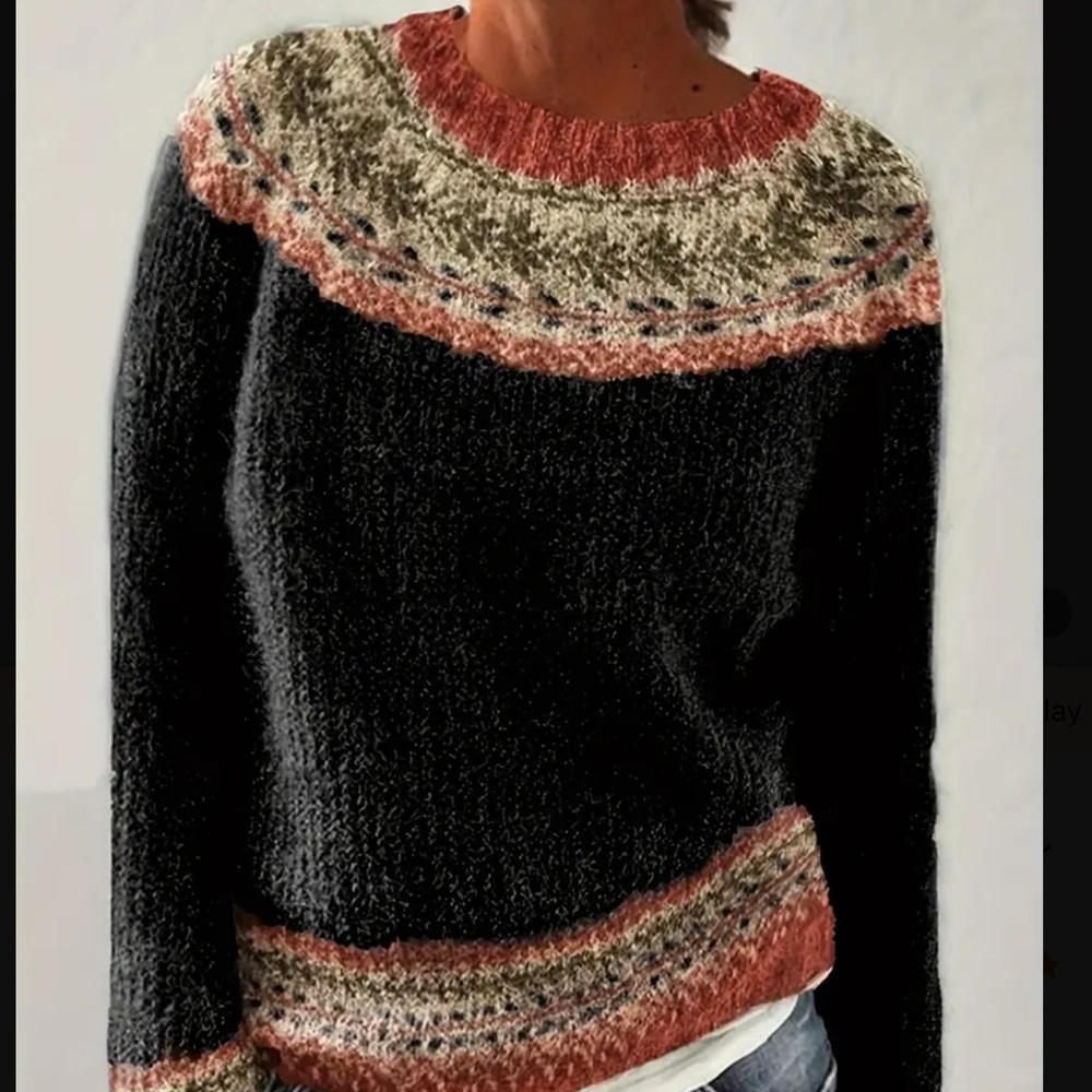 Retro Vineyard Nordic Fair Isle Sweater Fall Aesthetic